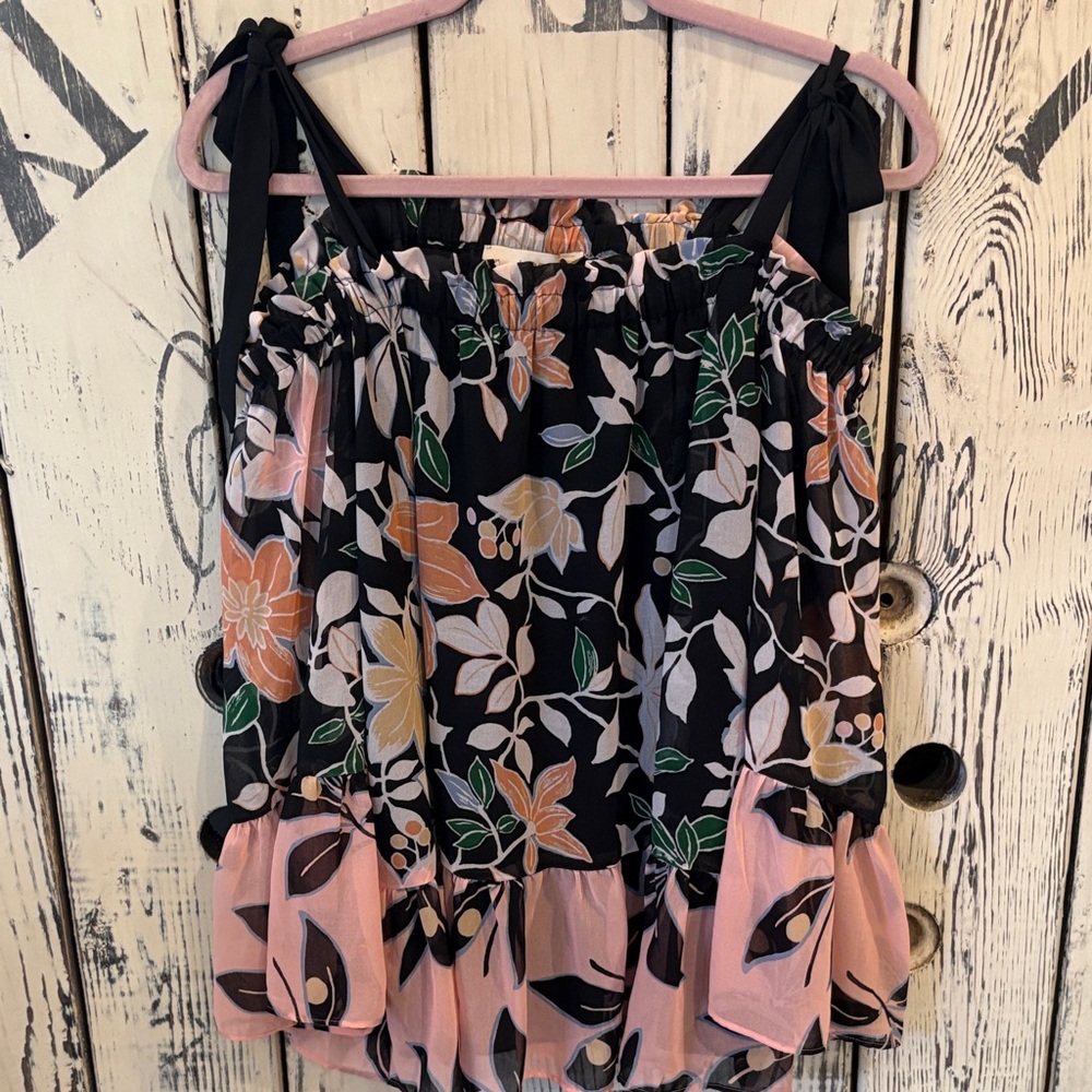 LOF Black and Cream Floral Top